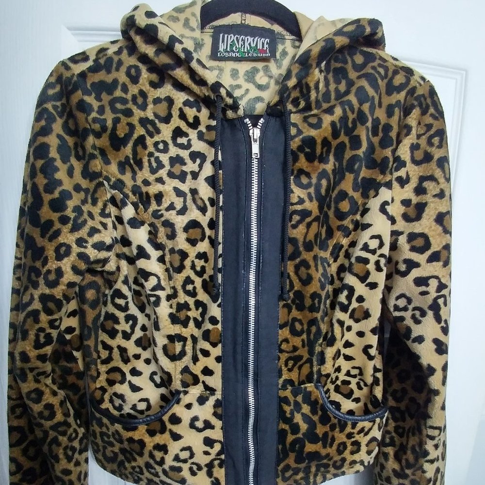 Vintage Freaks in Fur Lip Service leopard jacket Goth Industrial Tripp
